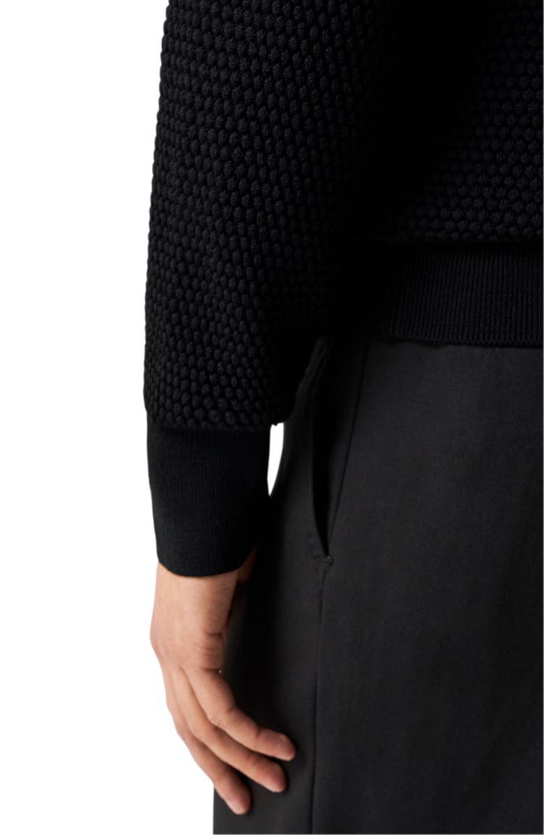 Eton Merino Wool Long Sleeve Polo, Alternate, color, Black