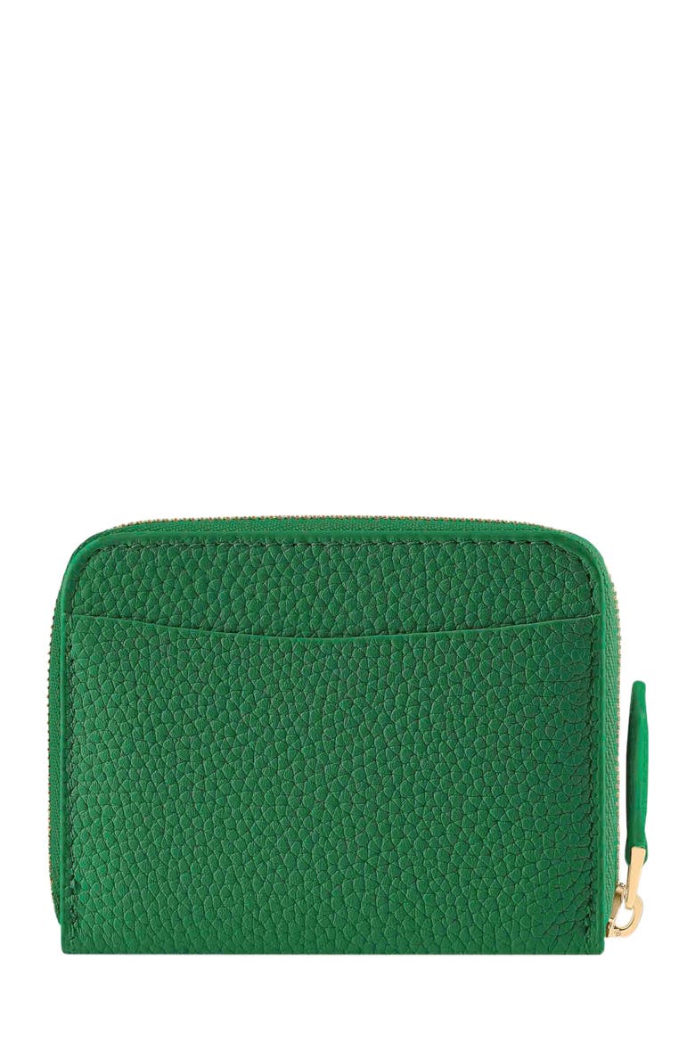 Small Leather Zipped Wallet, Alternate, color, Emerald Green