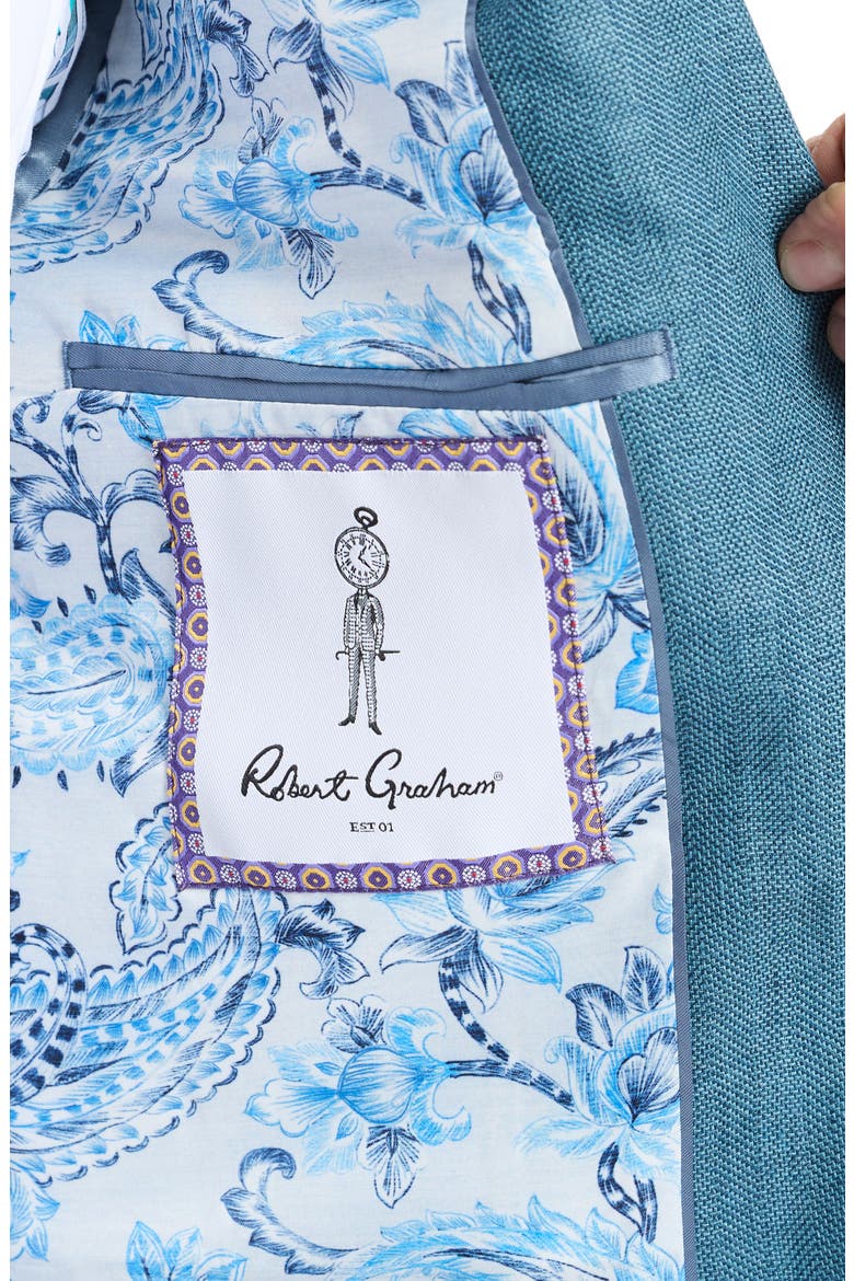 Fawler Tailored Fit Teal Blue Linen & Wool Herringbone Sport Coat, Alternate, color, LIGHT BLUE