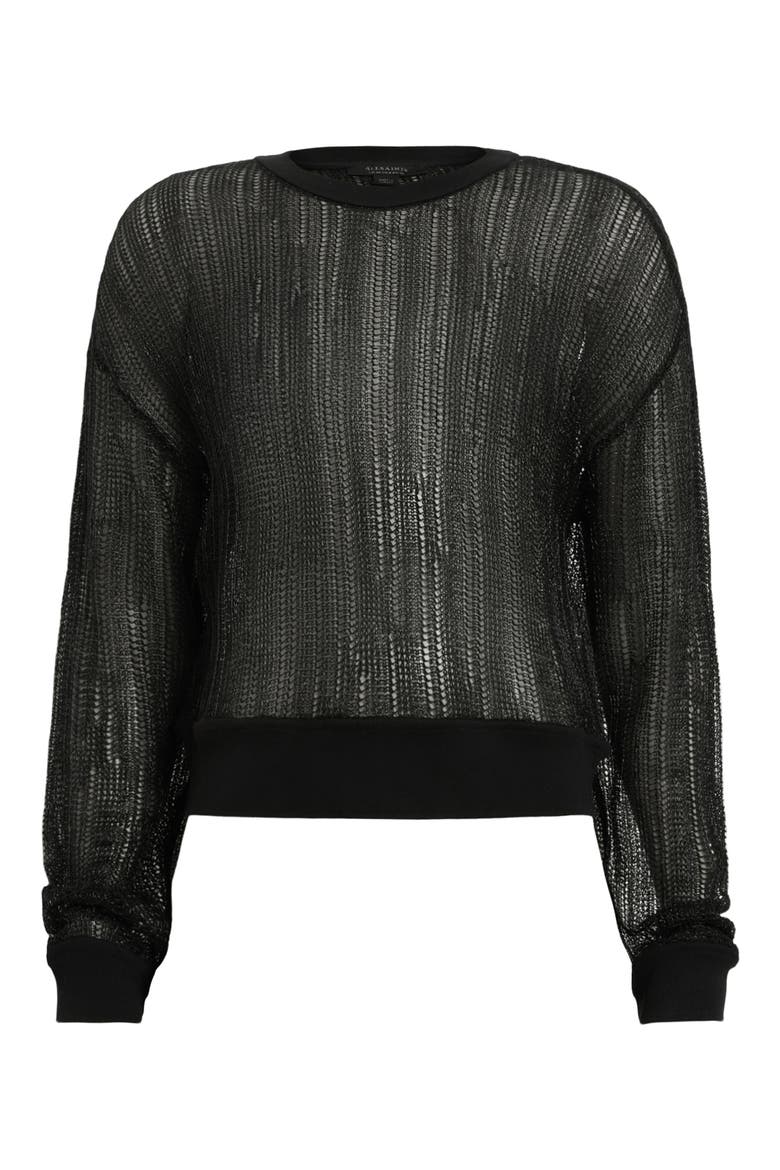 Giana Open Stitch Sweater, Alternate, color, BLACK