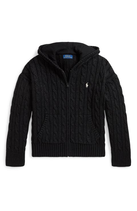 Kids' Metallic Cable Knit Hoodie