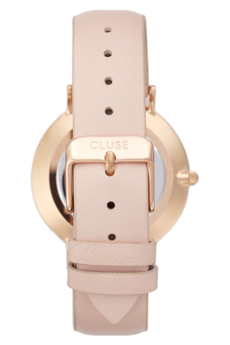 La Bohème Leather Strap Watch, 38mm, Alternate, color, PINK/ WHITE/ ROSE GOLD