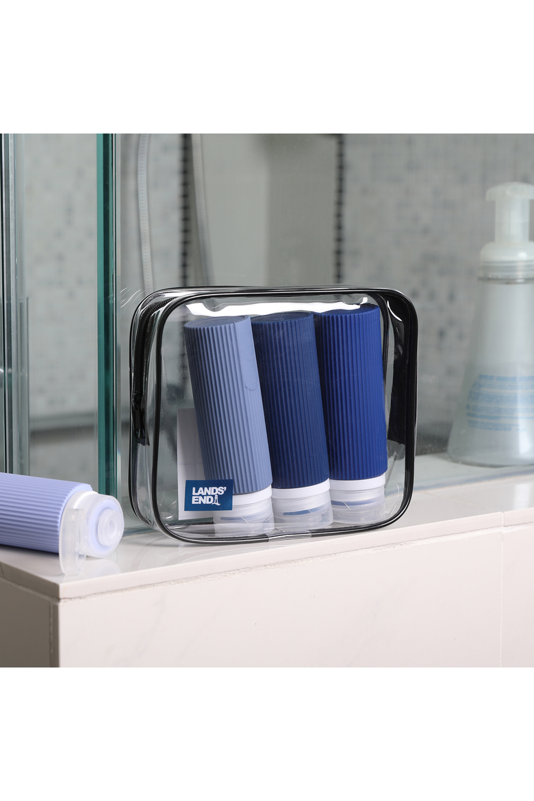 Travel Bottle Set 3-Piece, 90 ML Travel Size Silicone Travel Bottles with Clear Container Bag, Alternate, color, Navy