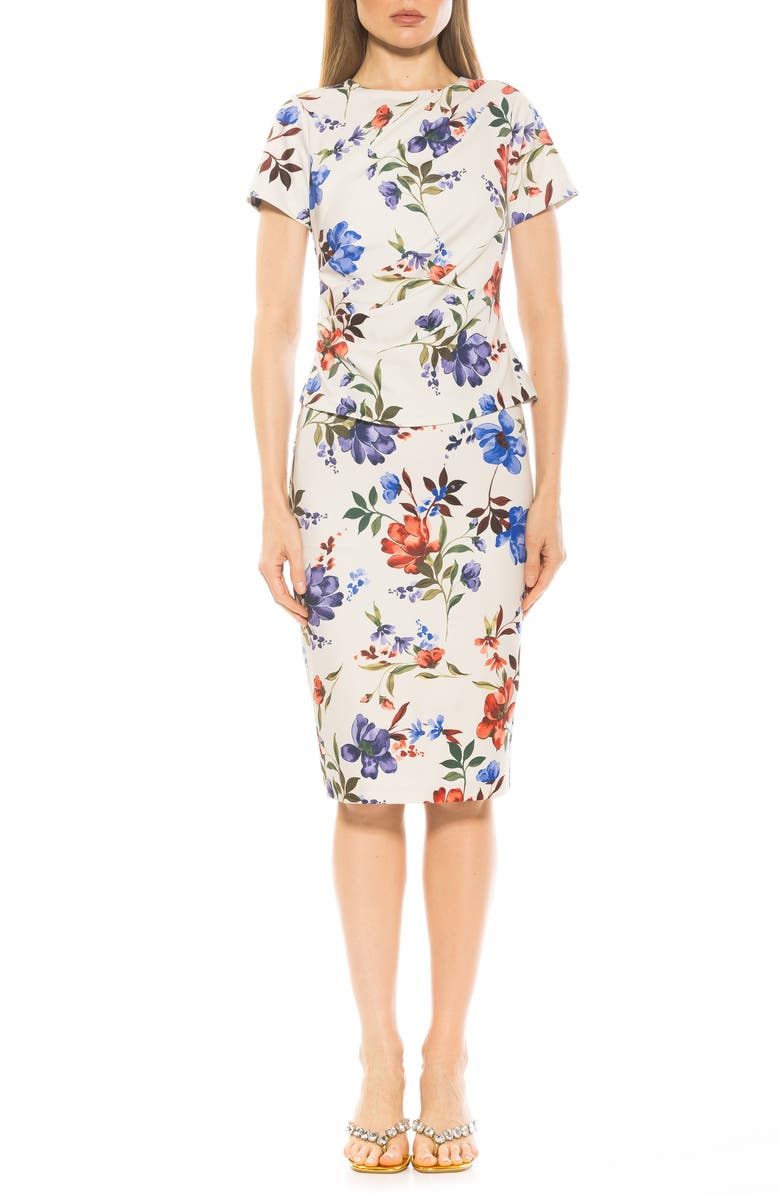 Alexia Admor Robin Jewel Neck Midi Dress, Main, color, Mint Floral