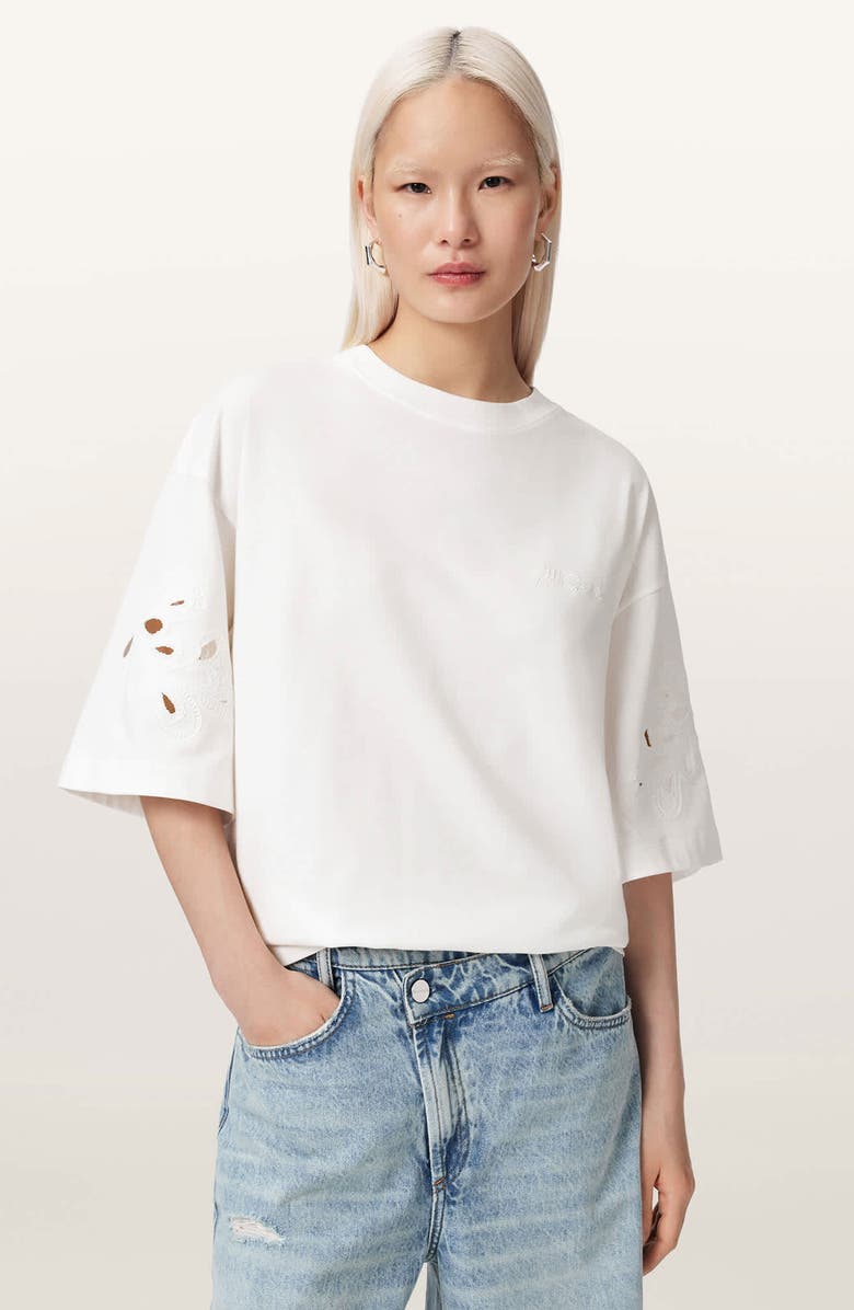 AllSaints Lola Amelie Oversize T-Shirt, Alternate, color, Optic White