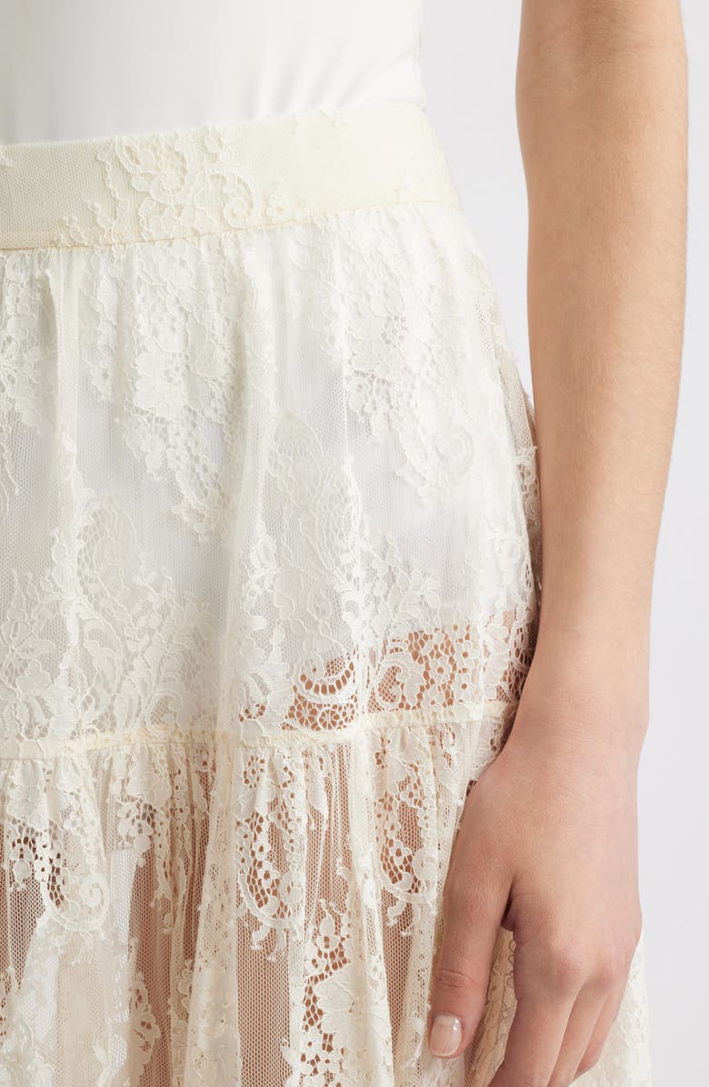 DÔEN Sebastiane Tiered Lace Skirt, Alternate, color, Sea Salt