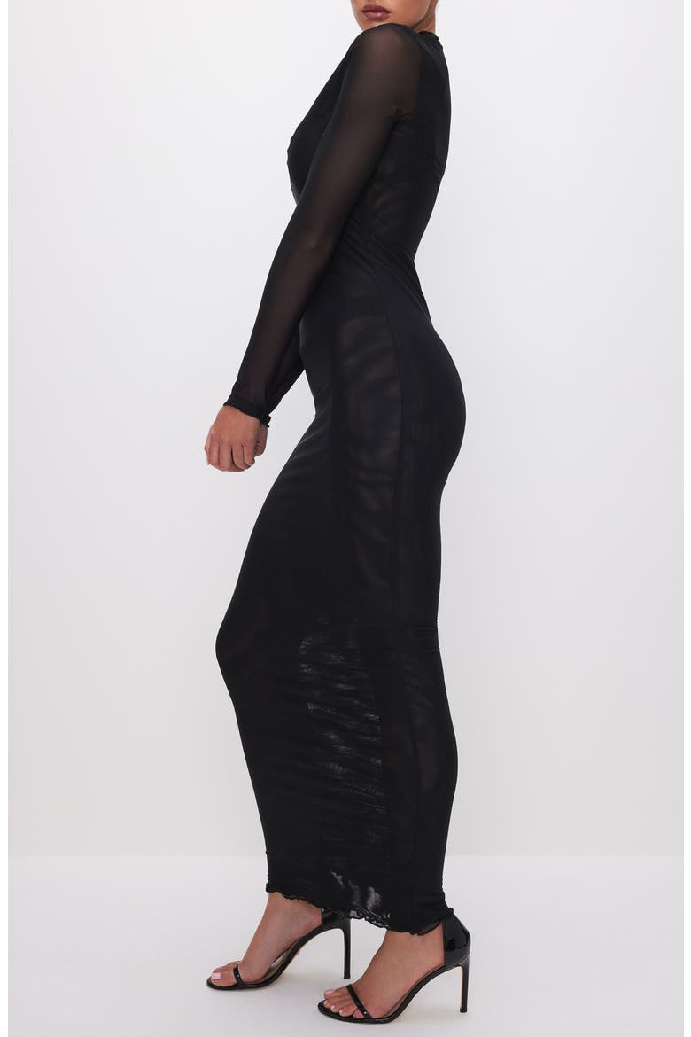Long Sleeve Mesh Cover-Up Dress, Alternate, color, BLACK001
