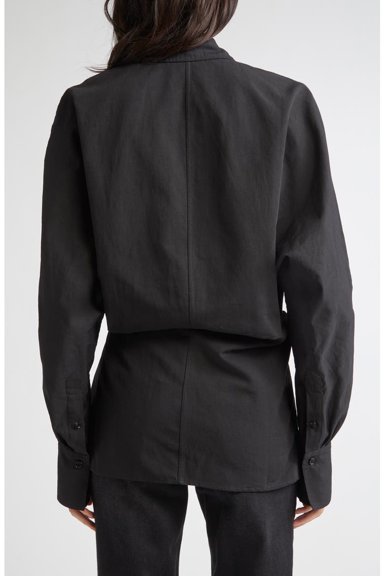Long Sleeve Organic Cotton & Linen Wrap Top, Alternate, color, BLACK