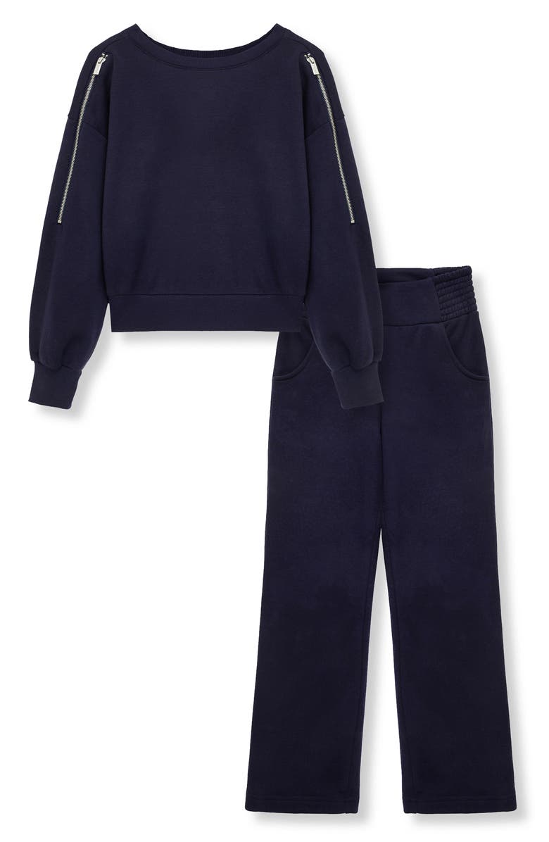 Habitual Kids Kids' French Terry Sweatshirt & Wide Leg Pants Set, Main, color,
