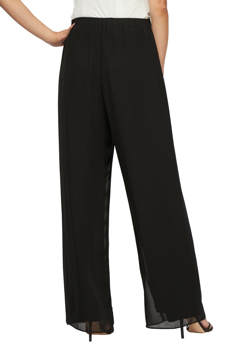 Alex Evenings Chiffon Palazzo Pants, Alternate, color, Black