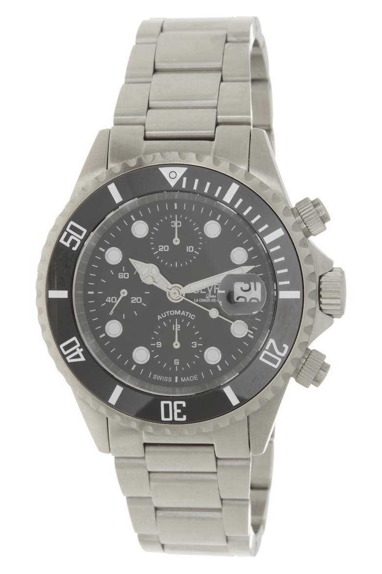 Wall Street Swiss Automatic Bracelet Watch, 43mm, Main, color, SILVER