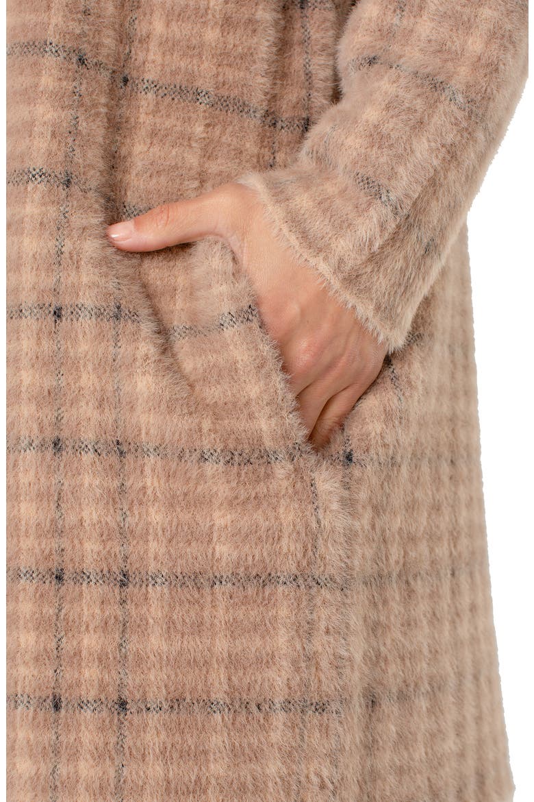 Coatigan Open Front Cardigan Sweater, Alternate, color, CAMEL CREAM PLAID