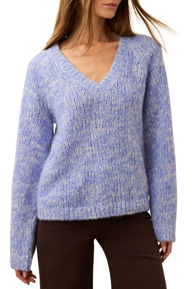 Apres Alpaca V-Neck Sweater, Main, color, SALTWATER BLUE
