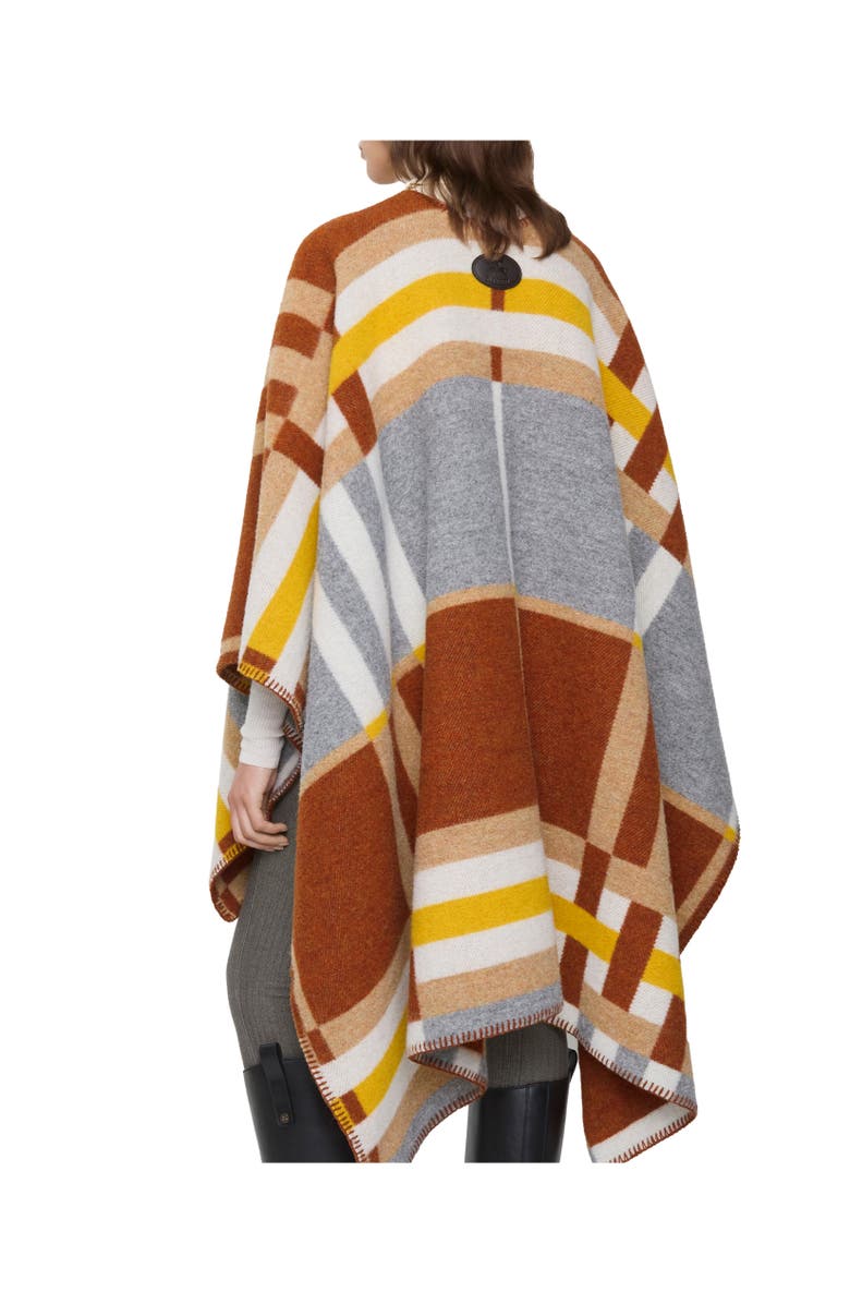 Burberry Colour Block Check  Wool Cape, Alternate, color, Cob