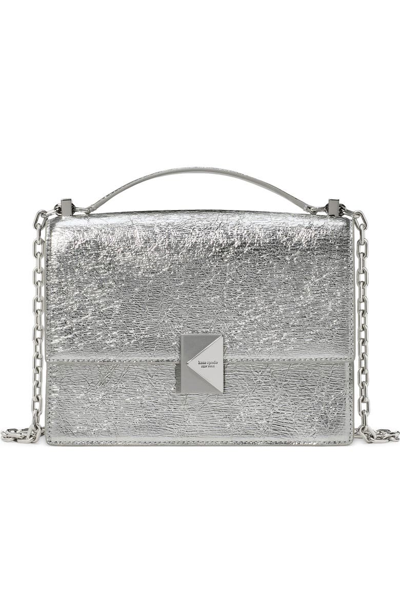 Kate Spade New York deco crinkle metallic leather convertible crossbody bag, Main, color,