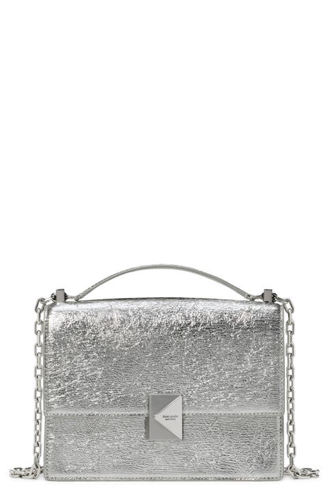 deco crinkle metallic leather convertible crossbody bag