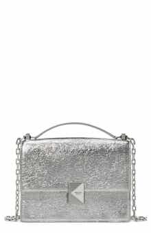 deco crinkle metallic leather convertible crossbody bag