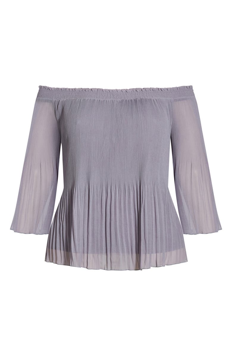 City Chic Pleated Off the Shoulder Blouse, Alternate, color,