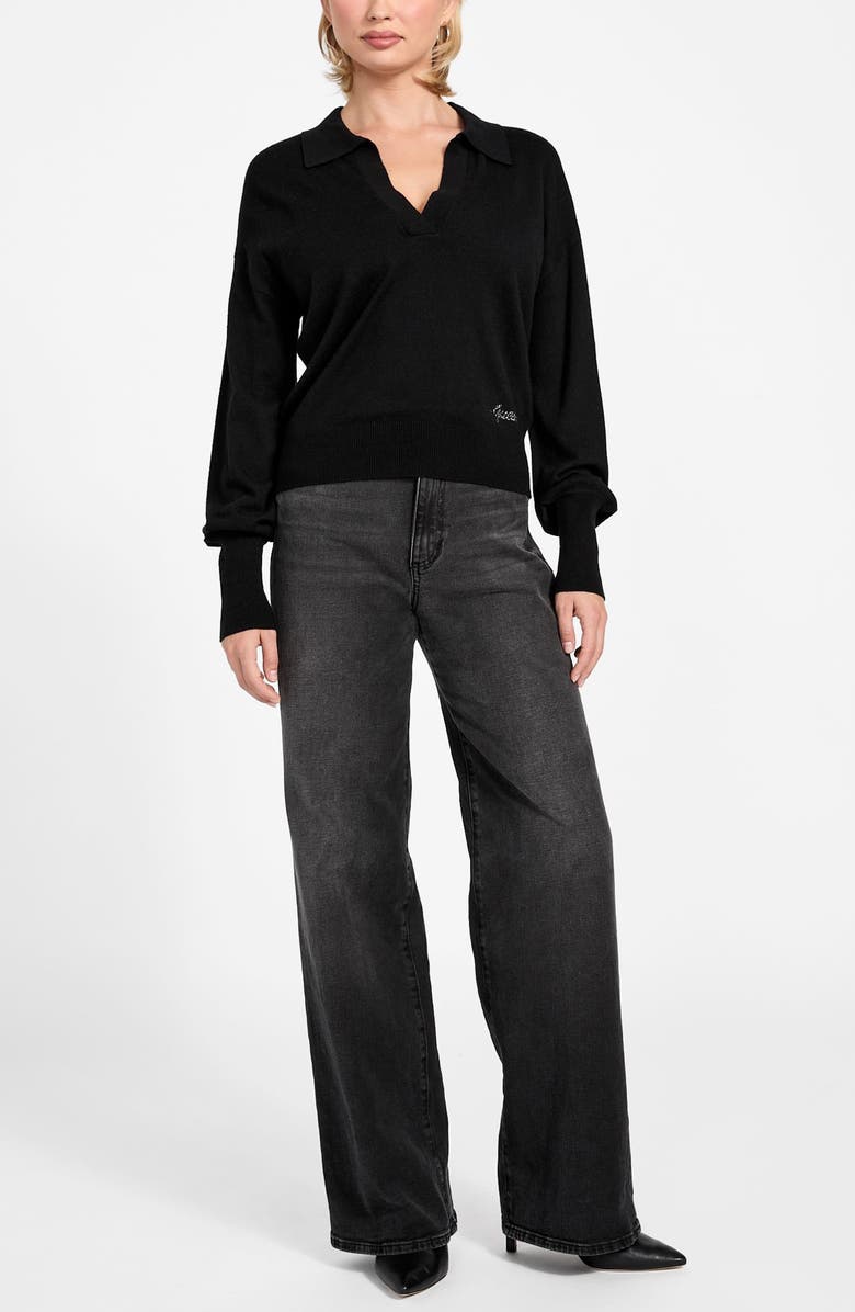 GUESS Miranda Polo Sweater, Alternate, color, Jblack-Black