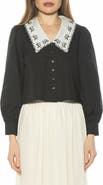Alexia Admor Issey Embroidered Collar Button-Up Shirt