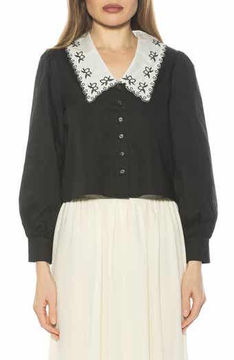 Alexia Admor Issey Embroidered Collar Button-Up Shirt
