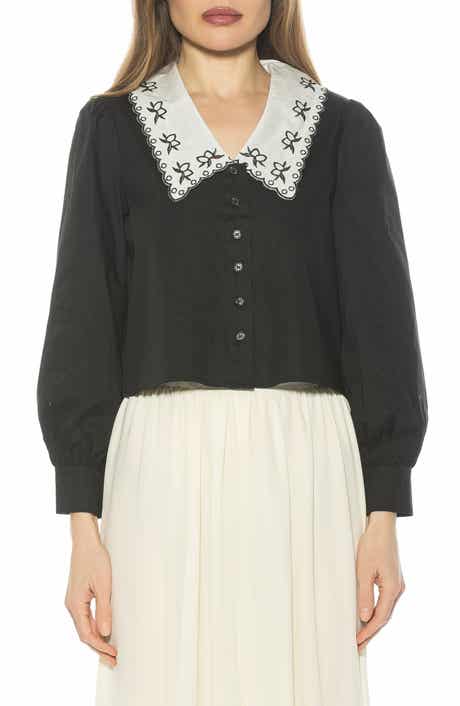 Alexia Admor Issey Embroidered Collar Button-Up Shirt