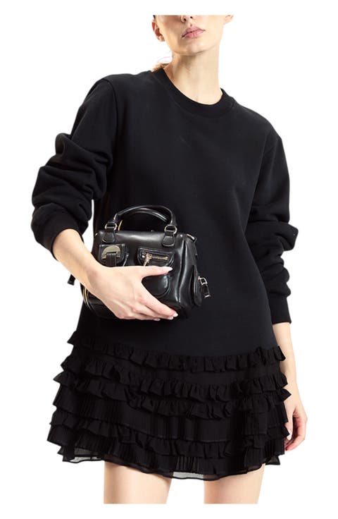Sweatshirt Georgette Ruffle Combo Dress