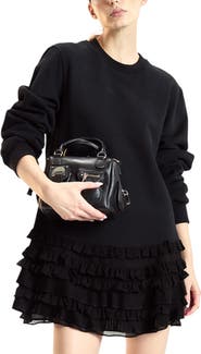 Cynthia Rowley Sweatshirt Georgette Ruffle Combo Dress