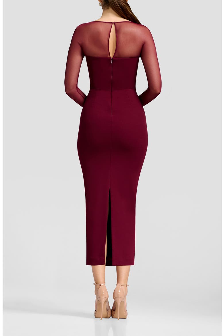 Maxine Long Sleeve Midi Dress, Alternate, color, BURGUNDY
