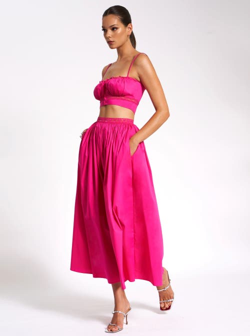 Miss Circle Maya Cotton Poplin Top With Lace Trim In Pink