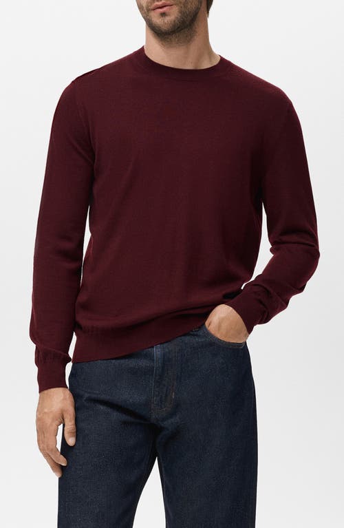 Mango Crewneck Wool Sweater In Burgundy
