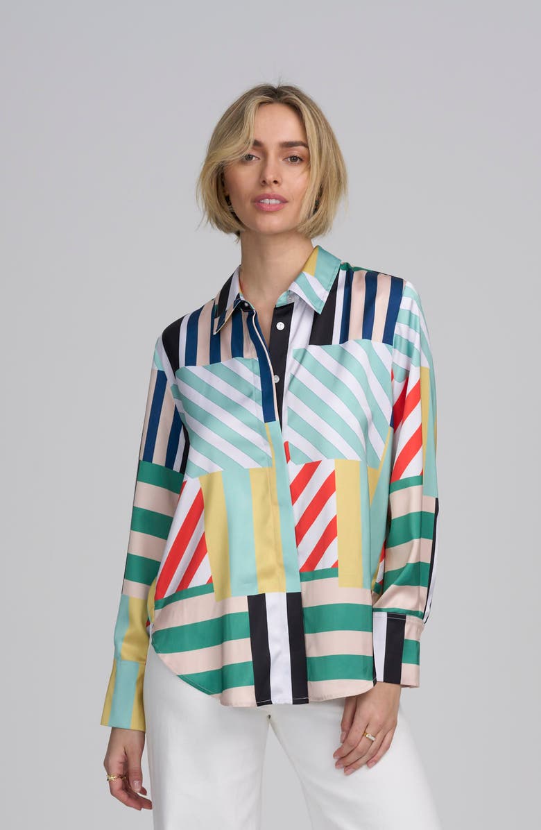 ELLE Collection Striped Long Sleeve Shirt, Alternate, color, Multi