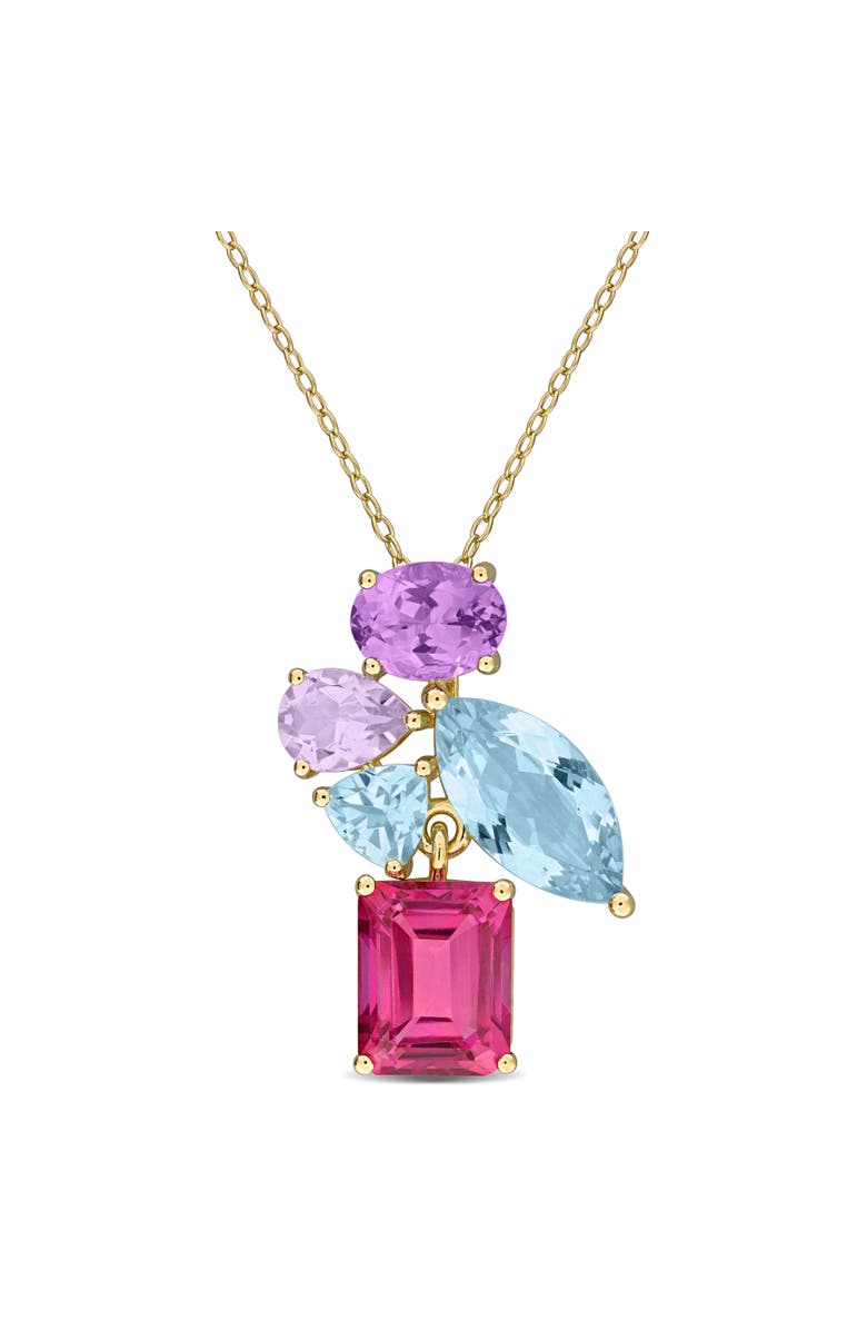 Julianna B. Multi-Gem Cluster Pendant Necklace Plated Silver, Main, color, Yellow-Plated Sterling Silver