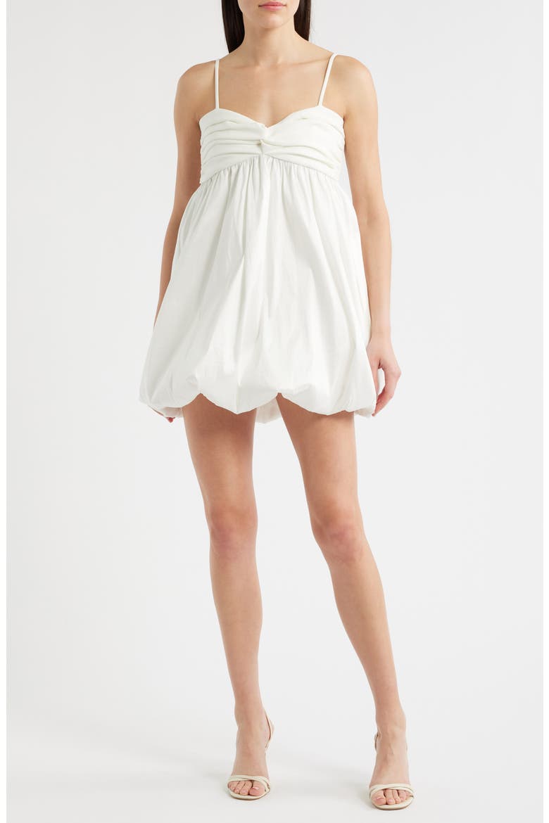 Serefina Mixed Media Bubble Minidress, Main, color, WHITE