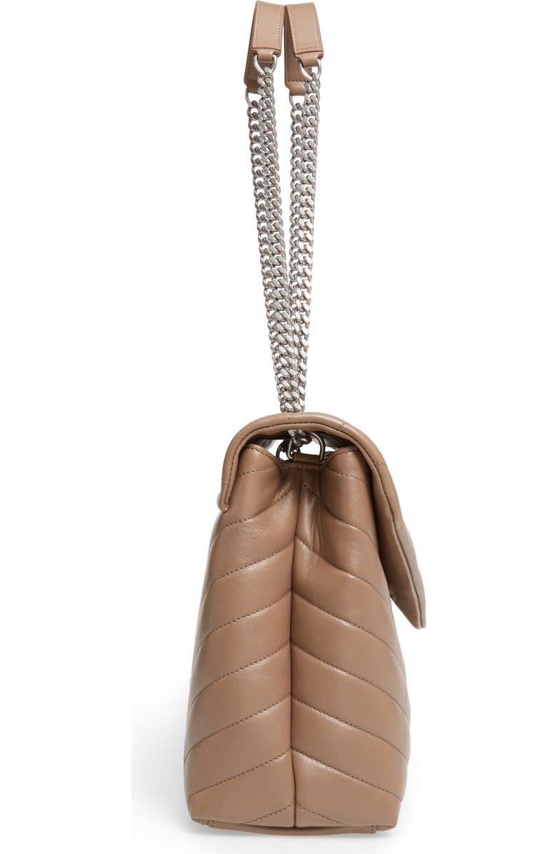 Saint Laurent Medium LouLou Calfskin Leather Shoulder Bag, Alternate, color, Desert Storm/ Dark Storm