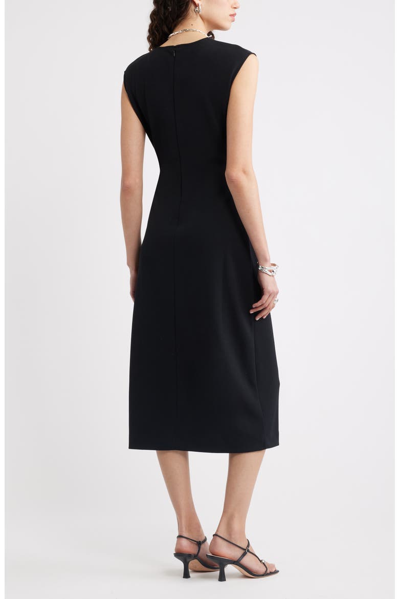 Twist Midi Dress, Alternate, color, BLACK