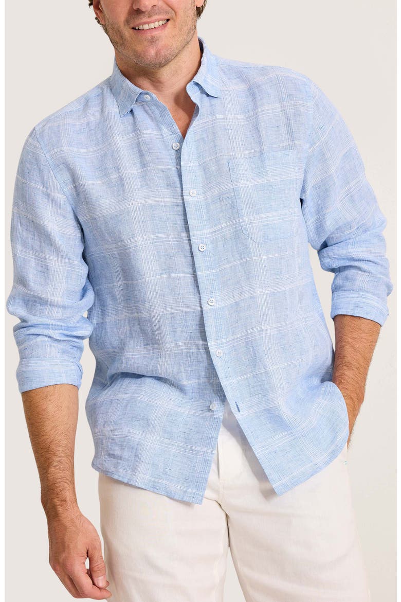 Paradiso Plaid Button-Up Shirt, Main, color, LIGHT SKY