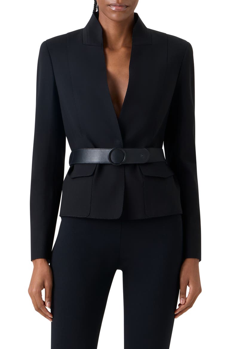Fitted Signature Jersey Blazer, Main, color, BLACK