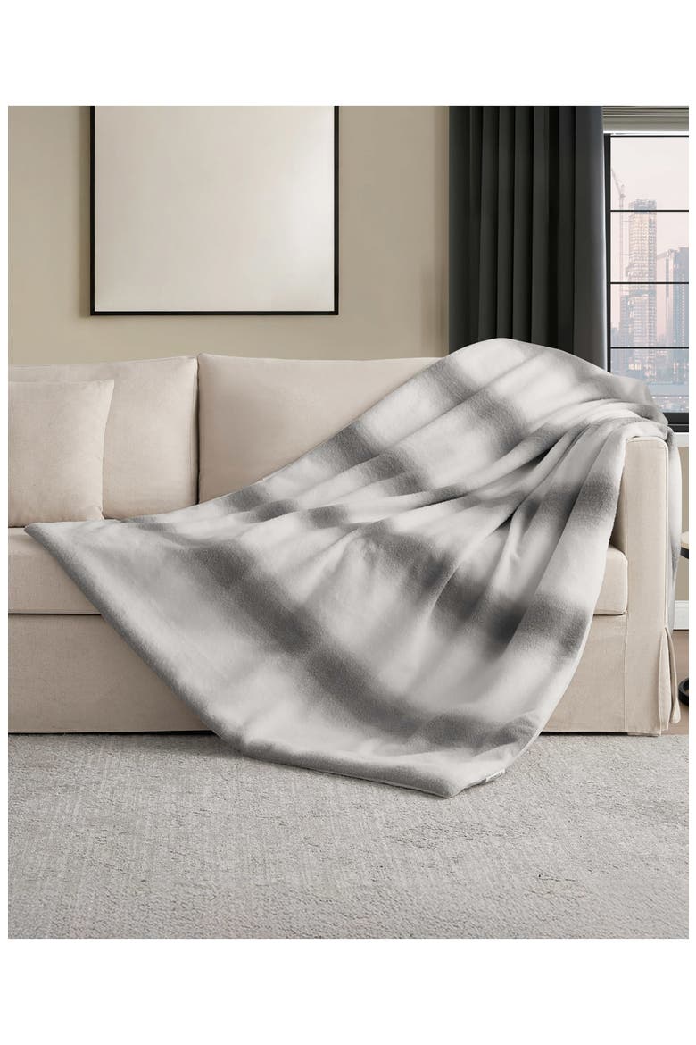 Stripe Faux Fur Blanket, Alternate, color, OMBRE STRIPE GRAY