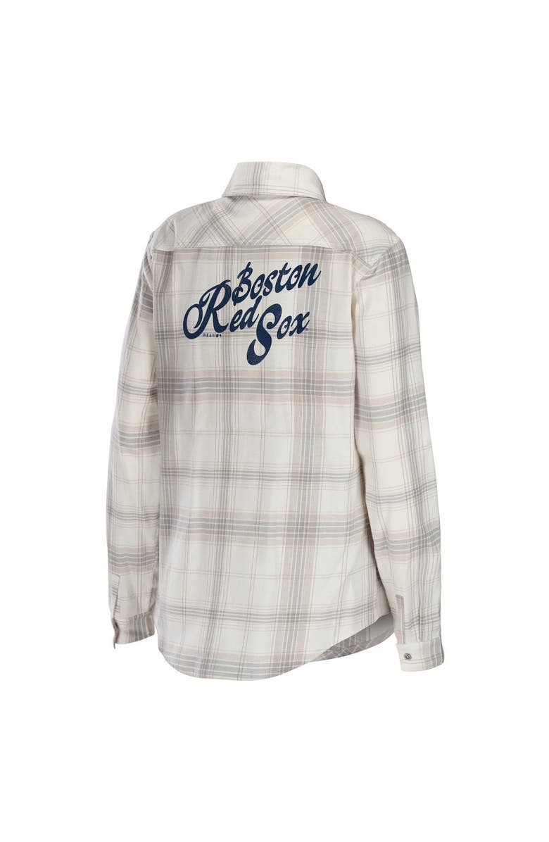 WEAR by Erin Andrews Women's WEAR by Erin Andrews Gray/Cream Boston Red Sox Flannel Button-Up Shirt, Alternate, color, Gray