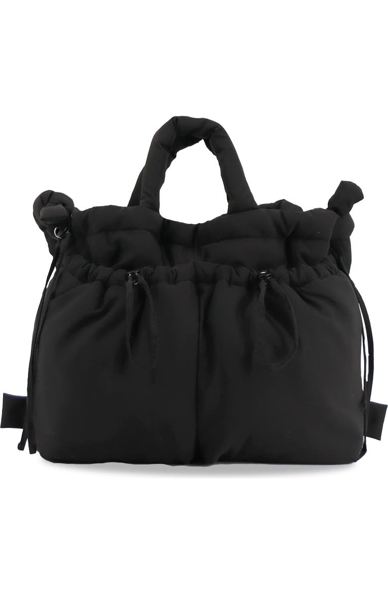 J World Puffy Convertible Tote with Adjustable Handles, Alternate, color, Black