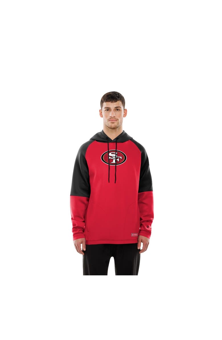 New Era Men's New Era  Scarlet San Francisco 49ers Combine Authentic Color Block Raglan Pullover Hoodie, Alternate, color, Scarlet