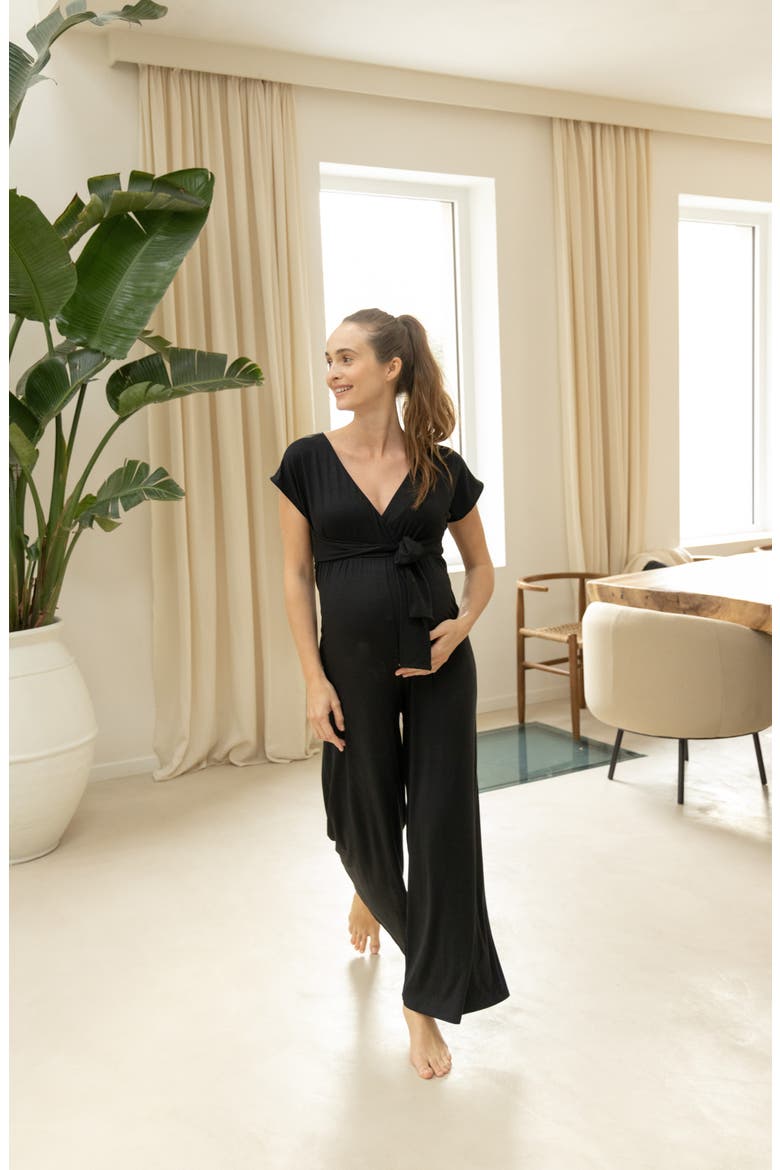 Origin pregnancy and nursing jumpsuit, Alternate, color, BLACK