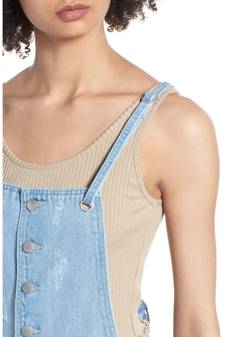 Denim Short Overalls, Alternate, color, LIGHT WASH