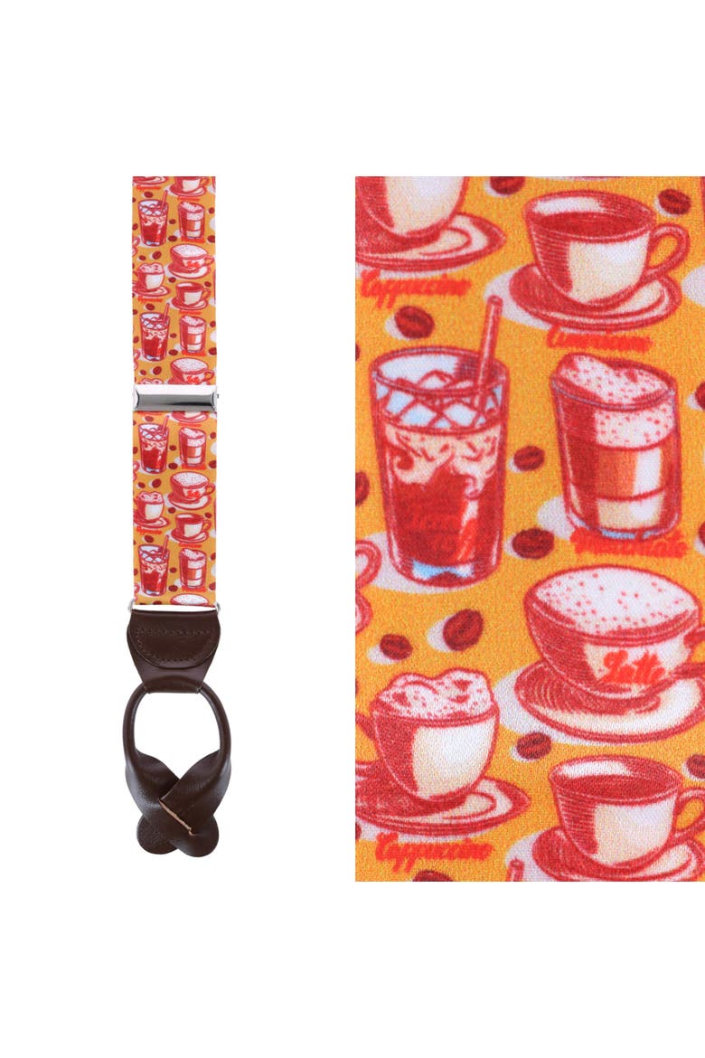 Highly Caffeinated Silk Button End Suspenders, Main, color, Tan