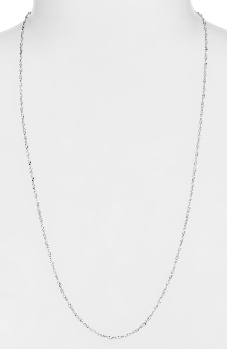 THE SIS KISS Skinny Twisty Chain Necklace, Alternate, color, Silver