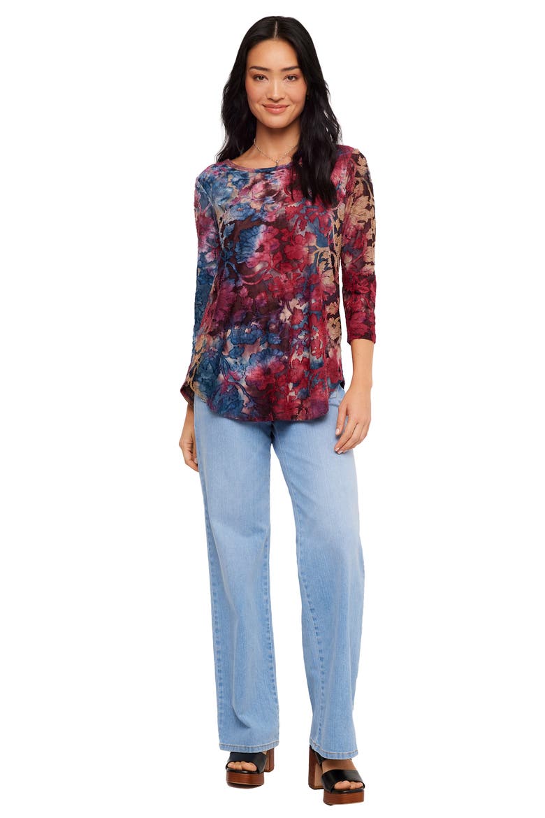 Floral Shirttail Top, Alternate, color, WINE