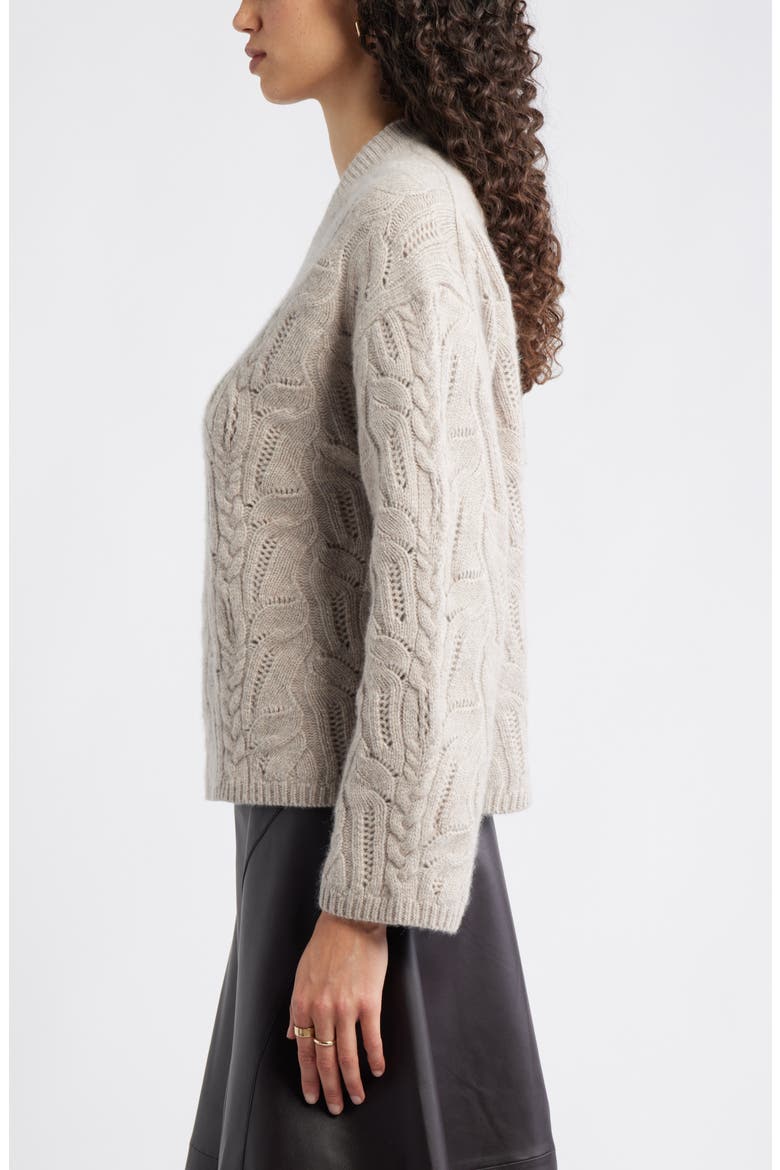 Cable Wool & Cashmere Sweater, Alternate, color, TAN ETHEREA HEATHER