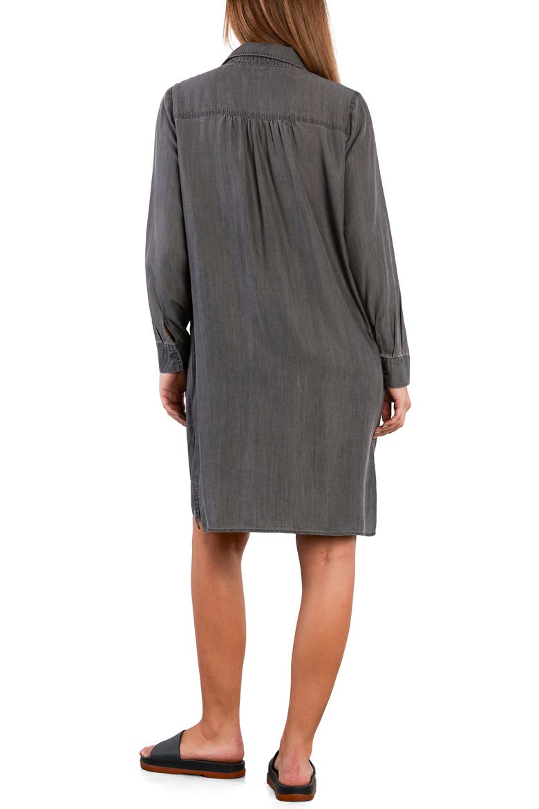 Kiss the Day Long Sleeve Denim Shirtdress, Alternate, color, SET GREY
