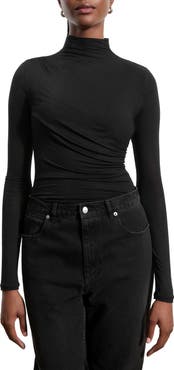 Marcella Orchard Ruched Mock Neck Top